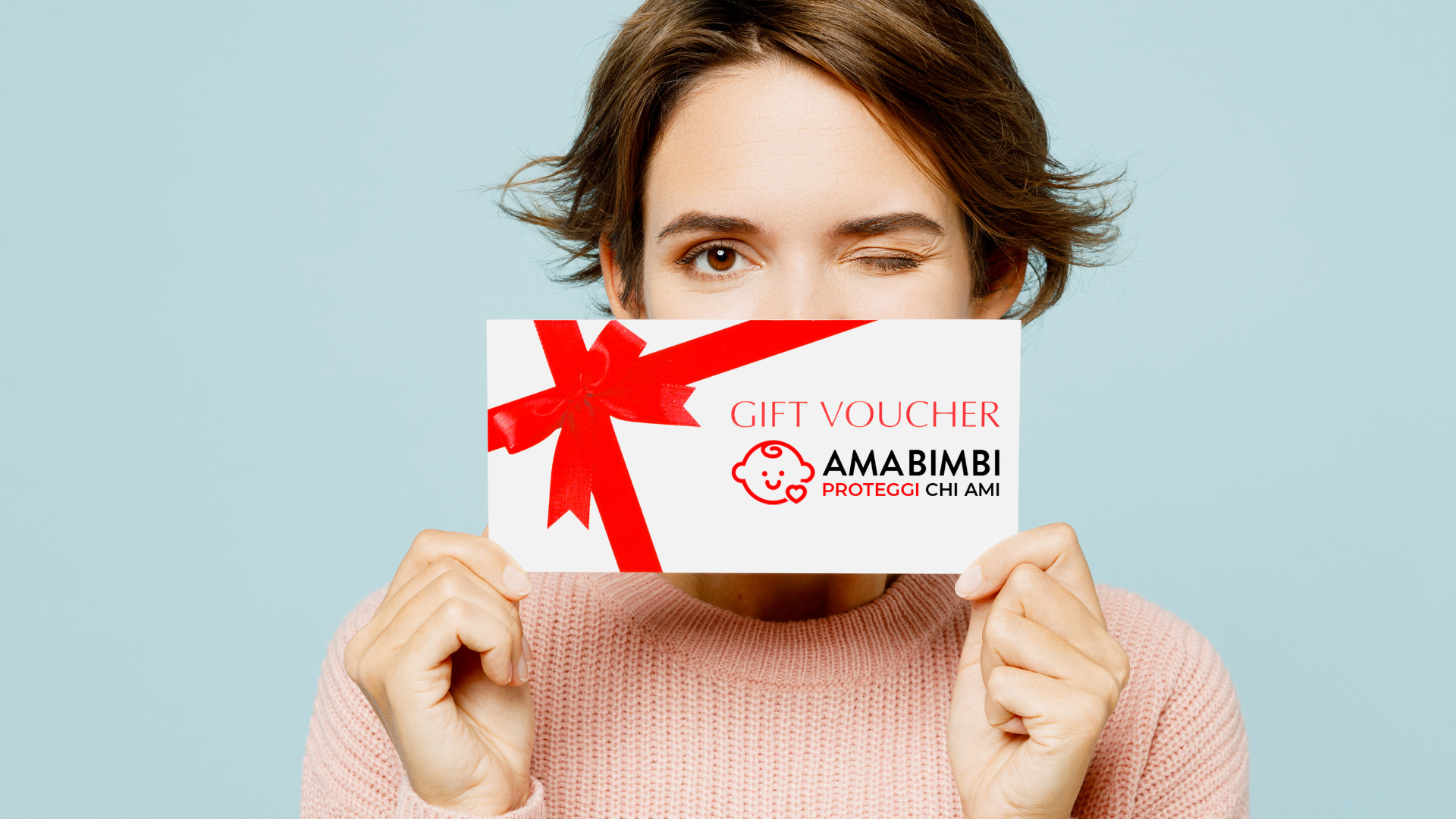donna con voucher regalo AMABIMBI